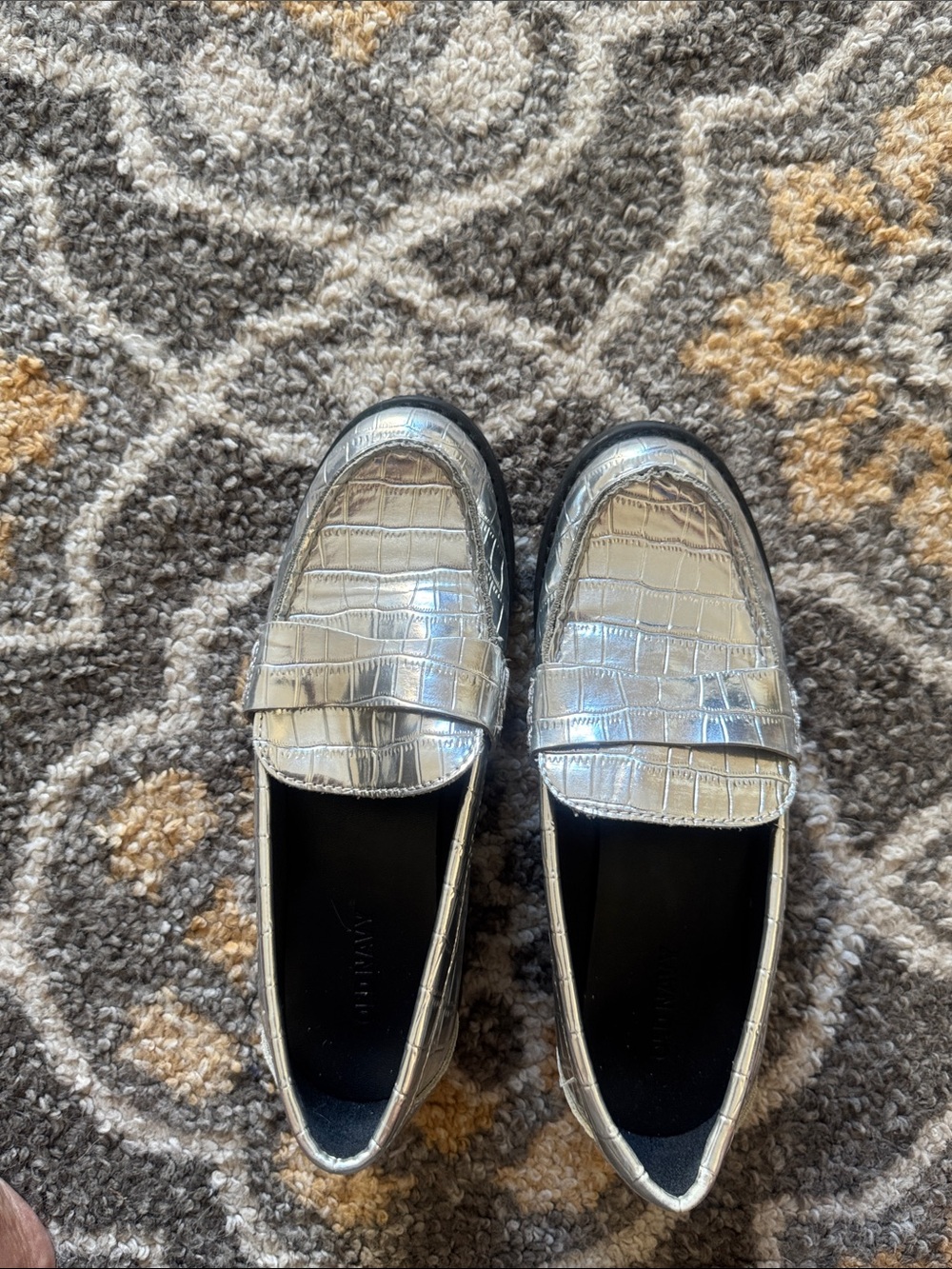 Old Navy Metallic Silver Croc-Embossed Women's Loafers
